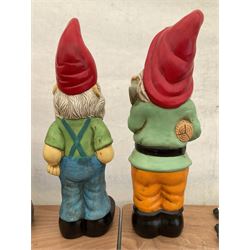 Pair of large indoor or outdoor painted garden gnomes  - THIS LOT IS TO BE COLLECTED BY APPOINTMENT FROM DUGGLEBY STORAGE, GREAT HILL, EASTFIELD, SCARBOROUGH, YO11 3TX