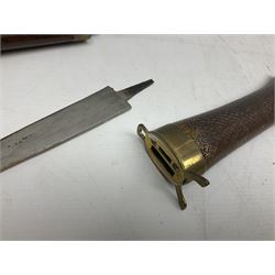 Early 20th century Indian wooden fish scabbard knife and fork serving set, together with other carving instruments with antler handles to include a Walker & Hall example