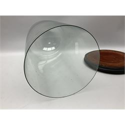 Victorian glass display dome upon a ebonised circular base, H50cm