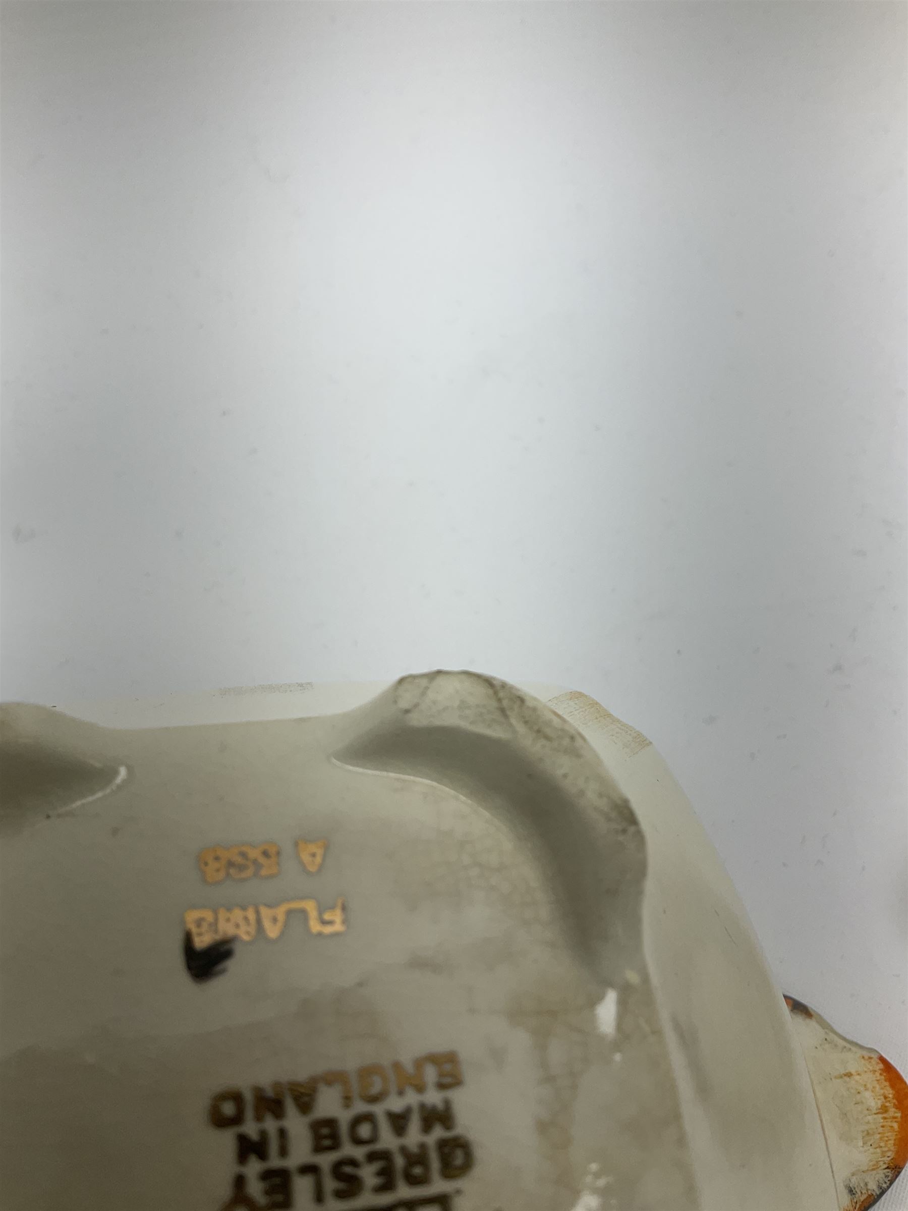 Two Royal Crown Derby pattern Imari soup bowls, pattern 2451, Belleek Fermanagh Ireland four piece set in green shamrock pattern, Royal Doulton small lady figure, Marie HN1370, large Wedgwood fruit bowl, Sylvac jardiniere in autumn leaves pattern, five pieces Co-operative Society commemorative ceramics, with selection of other ceramics. 