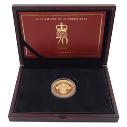Queen Elizabeth II Isle of Man 2017 'Prince Phillip 70 Years of Service' 22ct gold five pound piedfort proof coin, cased with certificate