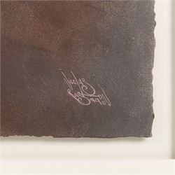 Nicolas Ruston (British 1975-): Reclining Nudes, pair of mixed media signed and dated '99, 38cm x 74cm (2)