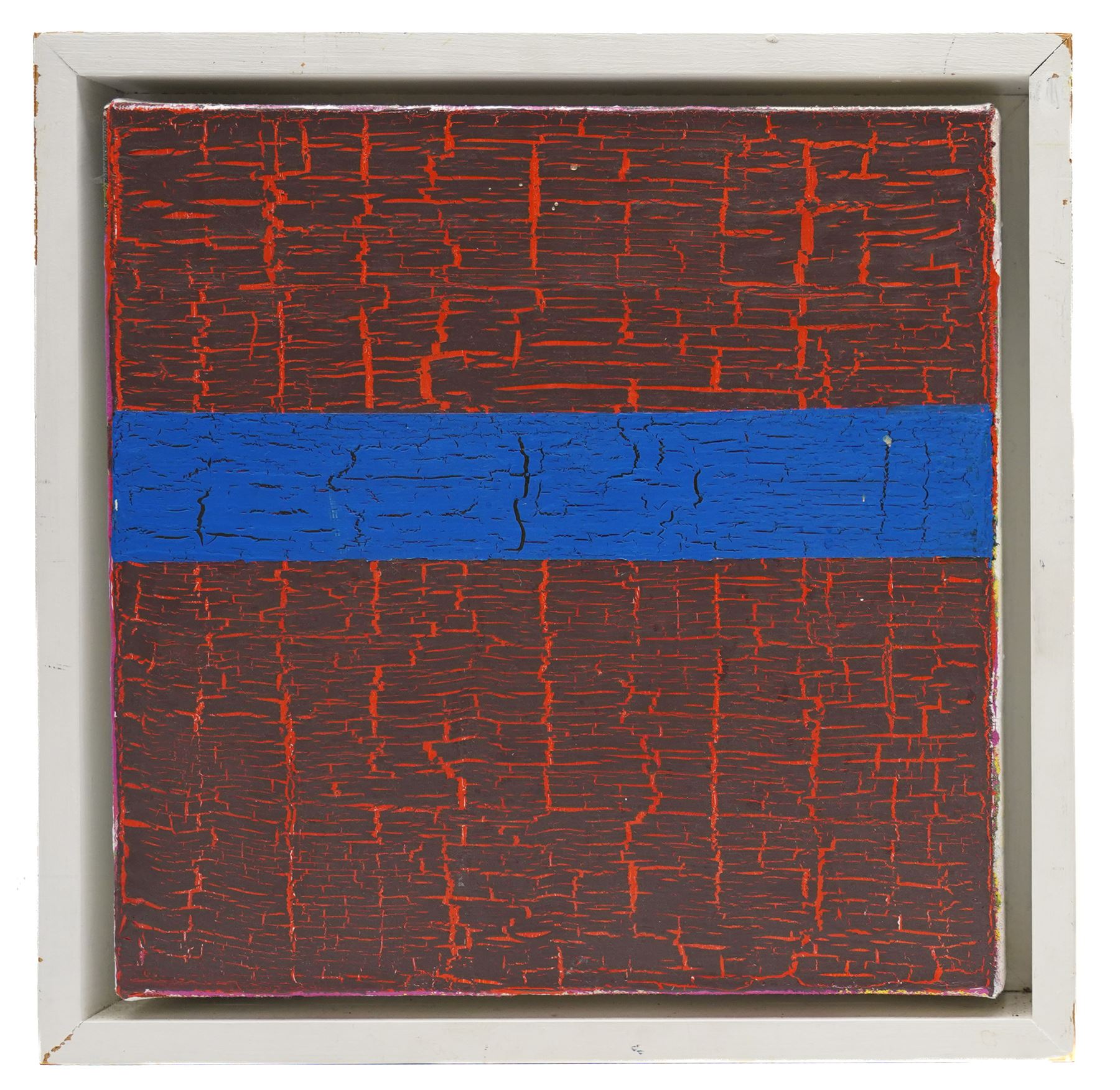 Gillian Ross Kelsey (British 1935-2025): 'Blue Ribbon', mixed media on canvas, signed and titled verso 30.5cm x 30.5cm