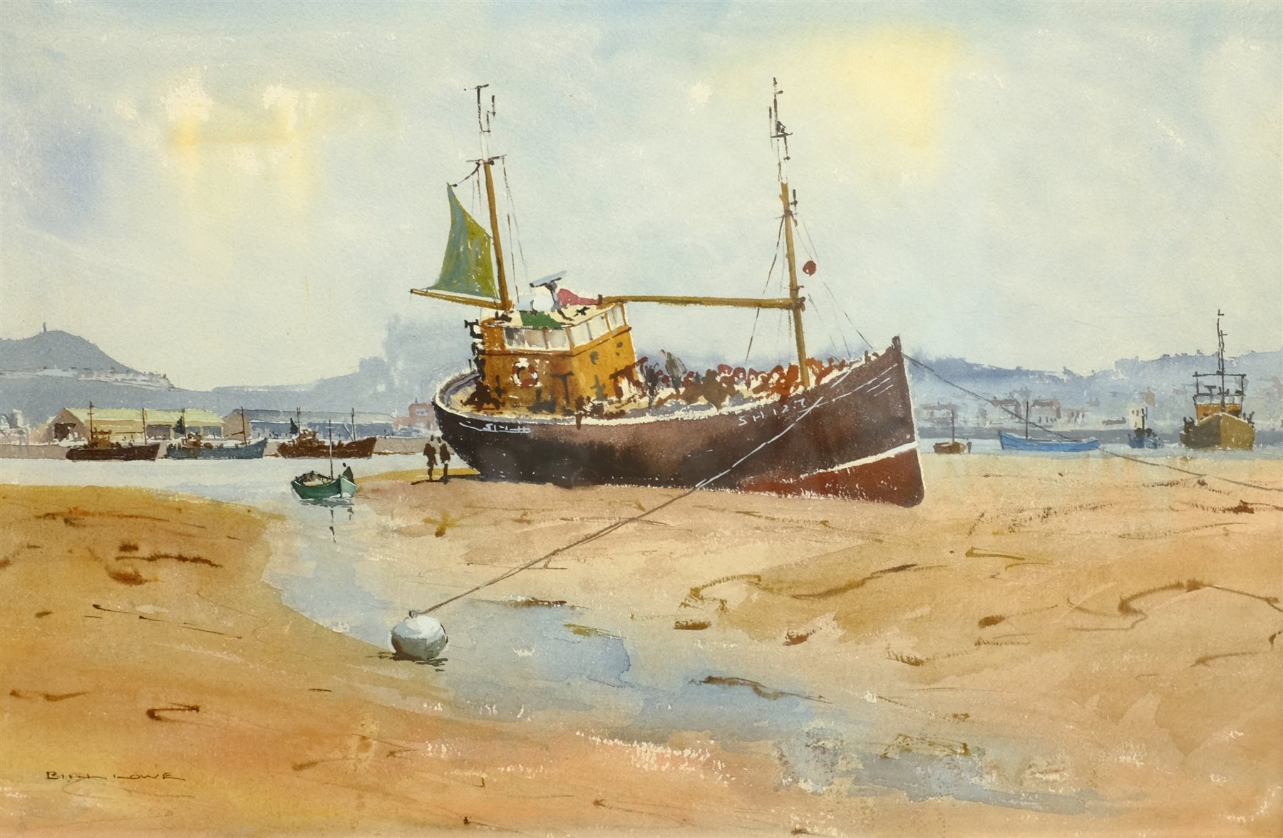 Bill Lowe (British 20th century): 'The Harbour Scarborough', watercolour signed, titled verso with artist's address 34cm x 52cm
