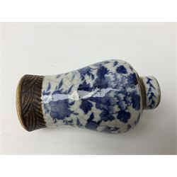 Collection of Japanese and oriental ceramics, to include two imari chargers, Kutani ware vase and dish, Chinese blue and white crackle glazed vases decorated with birds in blossoming branches with oxidised trim, etc 