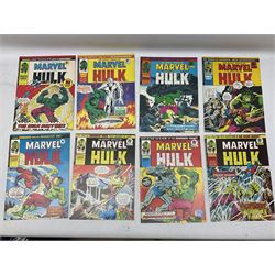 Collection of bronze age Marvel comics (1973-1976). Spider-Man Comics Weekly (1973-1976) nos 8-12, 14, 19-34, 75, 92, 95-97, 101-103, 106, 108, 109, 111, 115, 116, 121-132, 152, 155 and 156. Super Spider-Man with the Super-Heroes (1976) nos 161, 166-170, 177-182. The Mighty World of Marvel starring the Incredible Hulk (1974-1975) nos 102-04, 113-129 (excluding 115 and 120), 134, 135, 140, 143, 153-156, 158, 170, 172 and 182 (89)