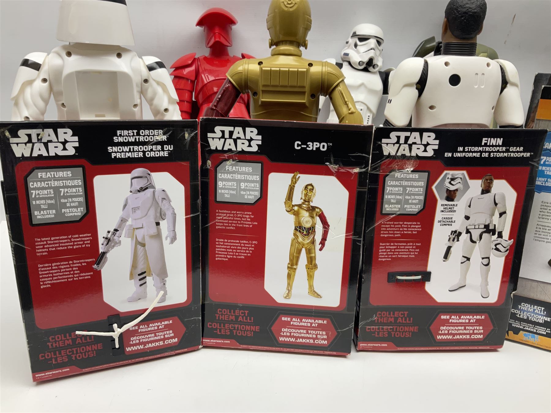 Star Wars - seven Jakks Pacific Big-Figs comprising Praetorian Guard, Chewbacca, Finn, C-3PO, First Order Snowtrooper, Ezra Bridger and Kanan Jarras; all boxed with factory fixings; and another unboxed Stormtrooper (8)