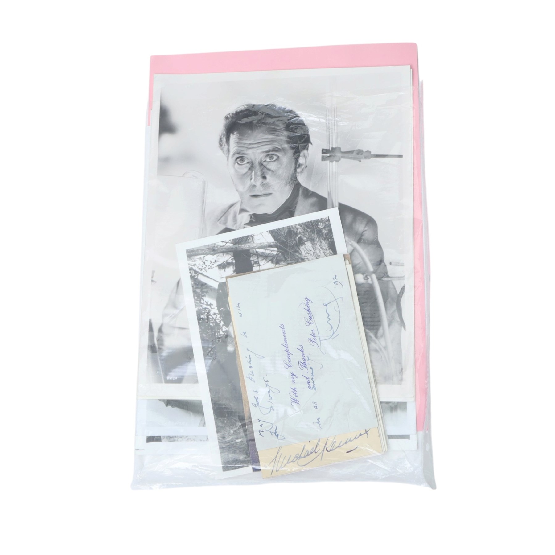 Collection of autographs and signed photographs to include Peter Cushing, Butterfly McQueen (Gone with the Wind), Vincent Price, William Franklyn, Lillian Gish etc.