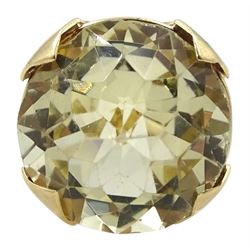 9ct gold single stone round faceted citrine ring, London 1967