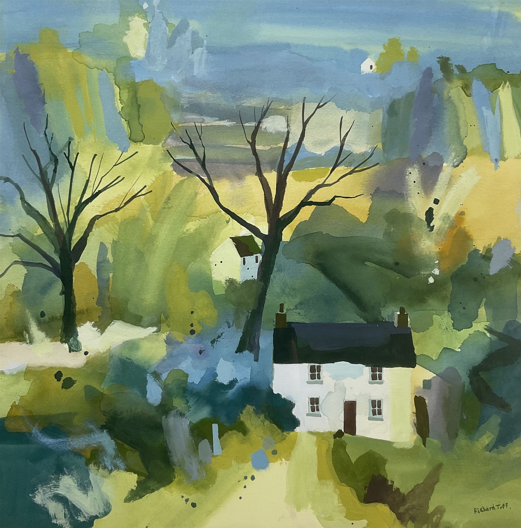 Richard Tuff (British 1965-): 'Valley Garden', gouache on paper signed, titled verso 48cm x 47cm 