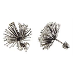 Pair of 18ct white gold round brilliant cut diamond starburst spike earrings