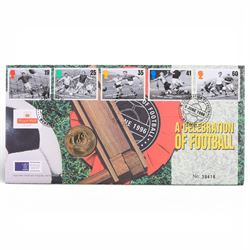 Collection of football memorabilia, including a collection of 1960s and later Football Association Challenge Cup Final and International football programmes, The Homes of Football book, 1996 Celebration of Football coin cover etc