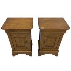 Barre Dugue - Pair of French oak bedside cabinets, single drawer and cupboard
