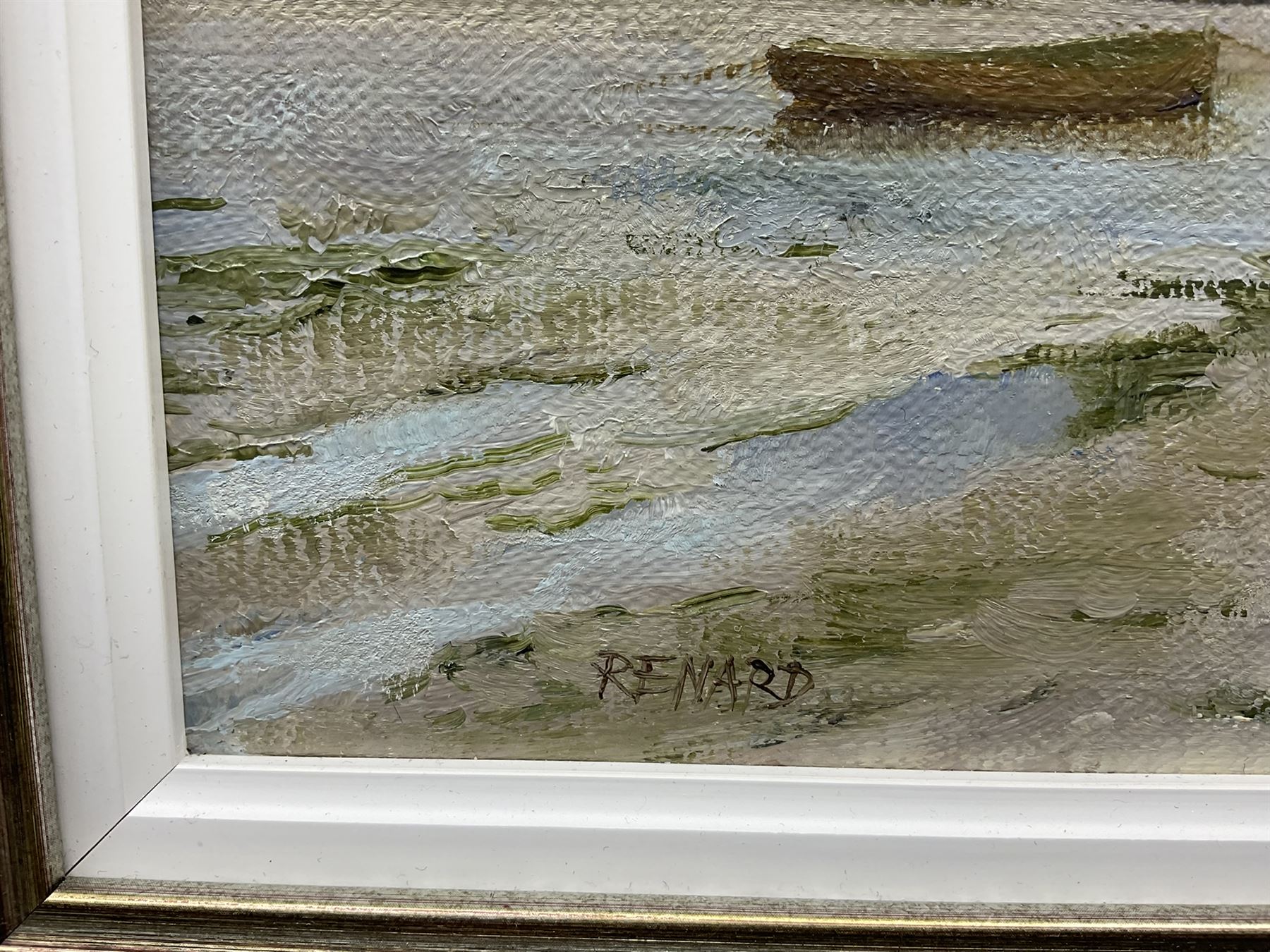 Stephen J Renard (British 1947-): 'Le Pont de Moret', oil on board signed, titled on label verso 20cm x 30cm
Provenance: exh. James Starkey Fine Art Beverley, June 2011, label verso 
Notes: now known as one of the world's pre-eminent marine artists, this work was produced before Renard chose to devote himself wholly to marine painting in the 1980s.