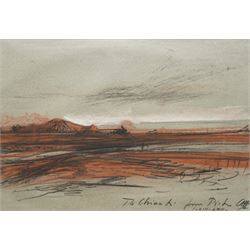 Pietro Annigoni OMRI (Italian 1910-1988): Landscape, charcoal and red chalk signed and inscribed 30cm x 44cm