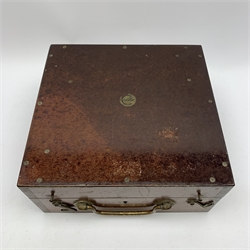 Mid-20th century Heath & Co Hezzanith sextant with black crackled framework and bakolite handle, the brass arc with silvered scale, endless tangent screw and rapid reader, no. P137, in original fitted mahogany box marked Cooke Hull to the paxolin lid, examination certificate dated 1945, various accessories, manuscript biographical note from original owner and other paperwork, box L28cm