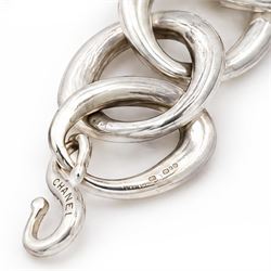 Chanel silver bracelet, with ten oval interlocking links and a hook clasp, London 2000