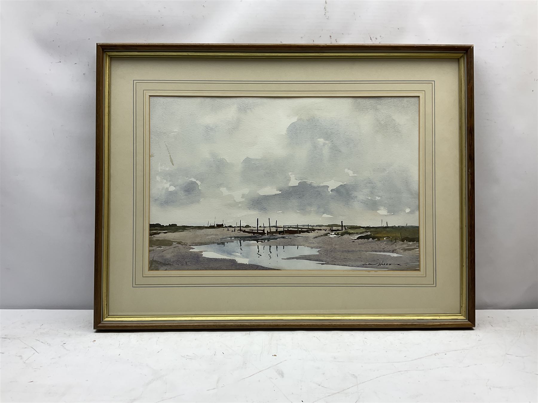 Edward Wesson (British 1910-1983): 'Morston Quay Norfolk', watercolour signed 32cm x 49cm 
Provenance: with the Alexander Gallery, Bristol, label verso dated 13/5/1982