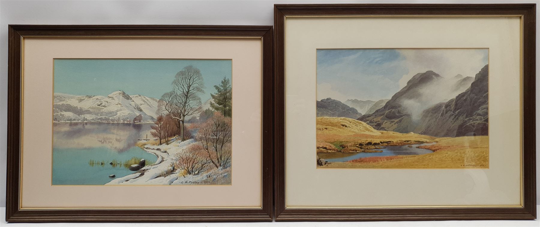 Geoffrey H Pooley (British 1908-2006): Lake District Landscapes in Summer and Winter, pair watercolours signed and dated 1972 (2)