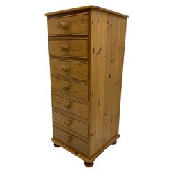 Solid pine pedestal chest fitted with six drawers, and a solid pine rectangular coffee table (2)