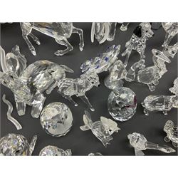 Swarovski Crystal animals, to include sheep, pigs, antelope, cockeral and hen, chicks, Pegasus, owls, giraffe, etc, together with Swarovski Crystal dancer, Isadora