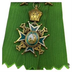 Military and  Hospitaller Order of St. Lazarus of Jerusalem, Knight of Grace, gilt silver and enamel breast badge