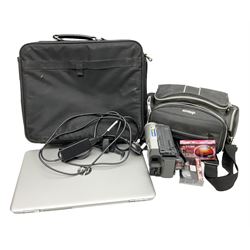 HP Pavilion Notebook 15 laptop with charger and Samsung video recorder in case