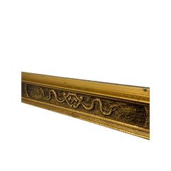 Gilt frame wall mirror, bevelled plate enclosed by fluted pilasters