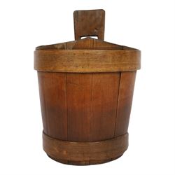 Large 19th century Scottish pine staved and birch bound luggie, overall H34.5cm D25cm
