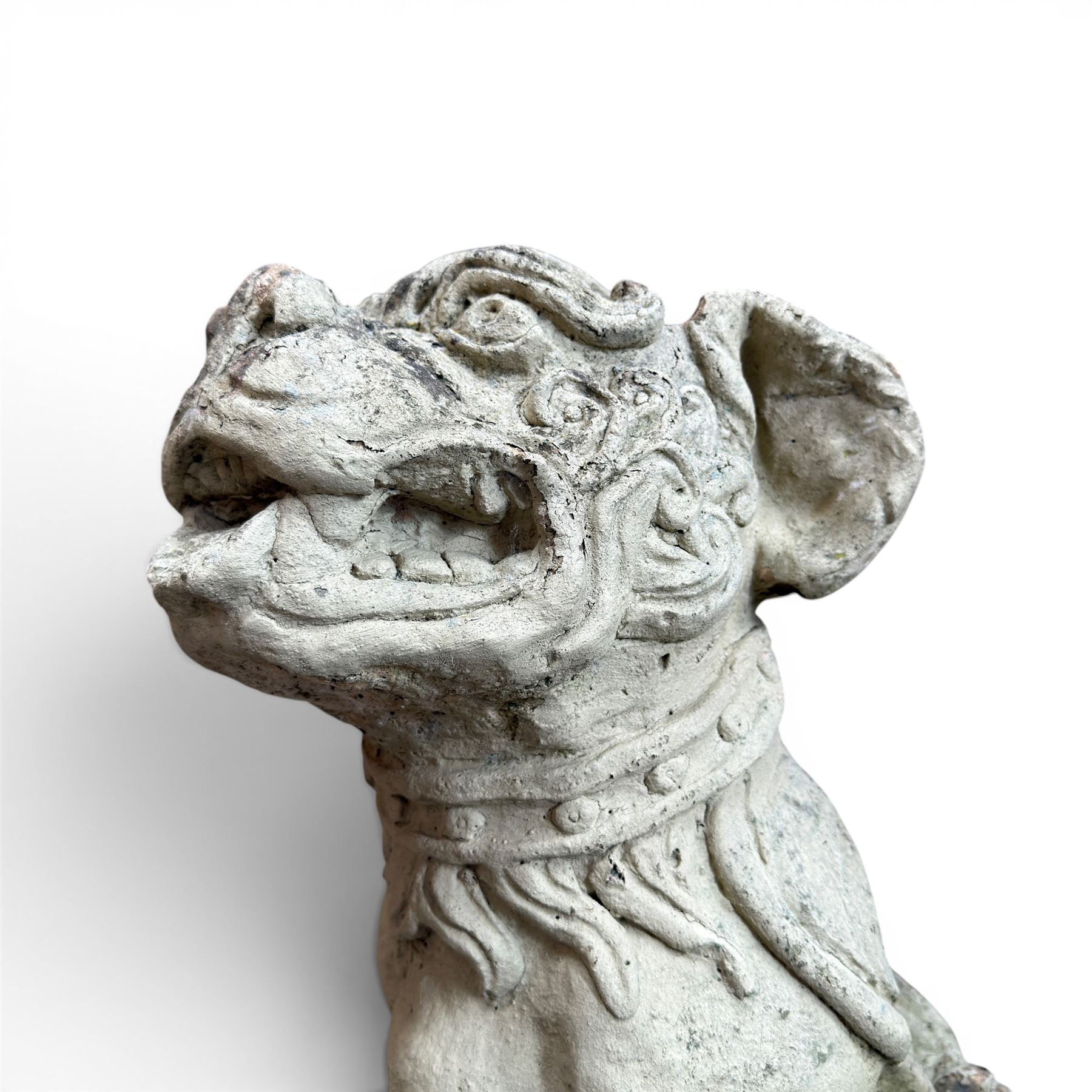 Pair of cast stone garden dogs of foo