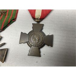 Six French medals - 2nd Empire Louis-Naploeon Medaille Militaire Valeur Et Discipline; 1870 3rd Republic Medaille Militaire Valeur Et Discipline; WW1 Croix-De-Guerre with MID star; WW2 Theatres D'Operations Exterieurs Croix-De-Guerre; WW1 Commemorative Medal; and Croix De La Valeur Militaire; all with ribbons (6)