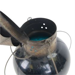 Early 20th century ship's blue glass onion lantern, H36cm