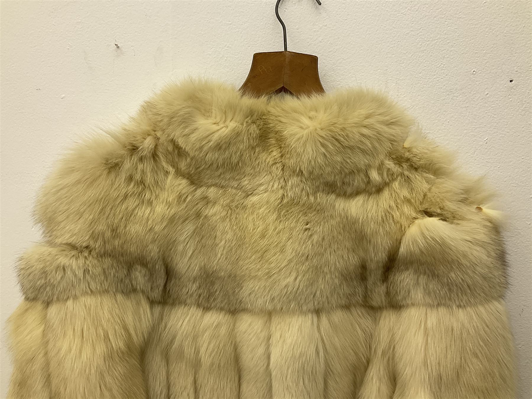 White Arctic Fox fur coat with loop fasteners 
