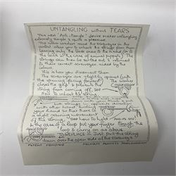 Pelham Puppet - a rare type SM Harlequin circa 1950s with painted black face mask, black felt hat, green ruff and red white chequered suit, H31cm; in original box with instructions 