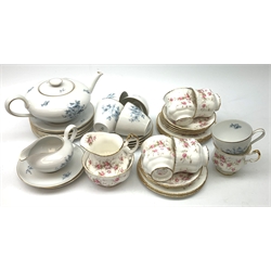 Paragon Victoriana Rose teaware comprising of five cups and six saucers, six side plates, milk jug, bowl, and a KPM part tea set
