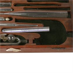 Medical instruments, including glass thermometers, unicometer, sulfatometer, ammonia meter, acidimeter for urine, albumenometer, sacchanometer, syringes etc, contained within wooden box