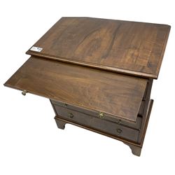 Georgian design walnut chest, crossbanded rectangular ovolo-moulded top, fitted with slide over four long cock-beaded drawers, on bracket feet
