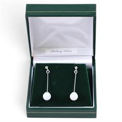 Pair of silver opal pendant earrings, L3.5cm, boxed