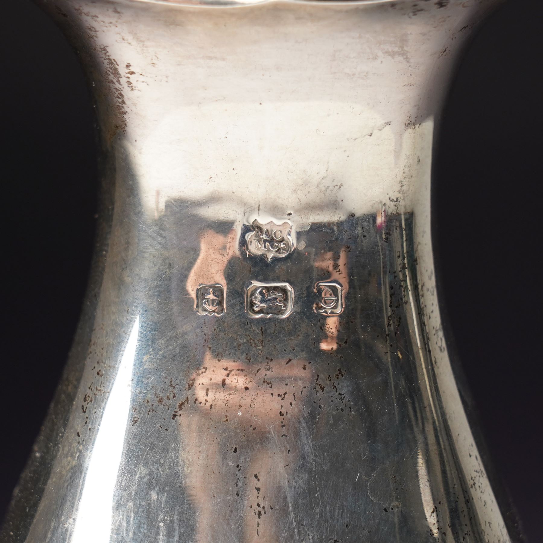 Edwardian silver sugar caster with pierced cover and shaped supports Birmingham 1904 Maker Alexander Clark Manufacturing Co.