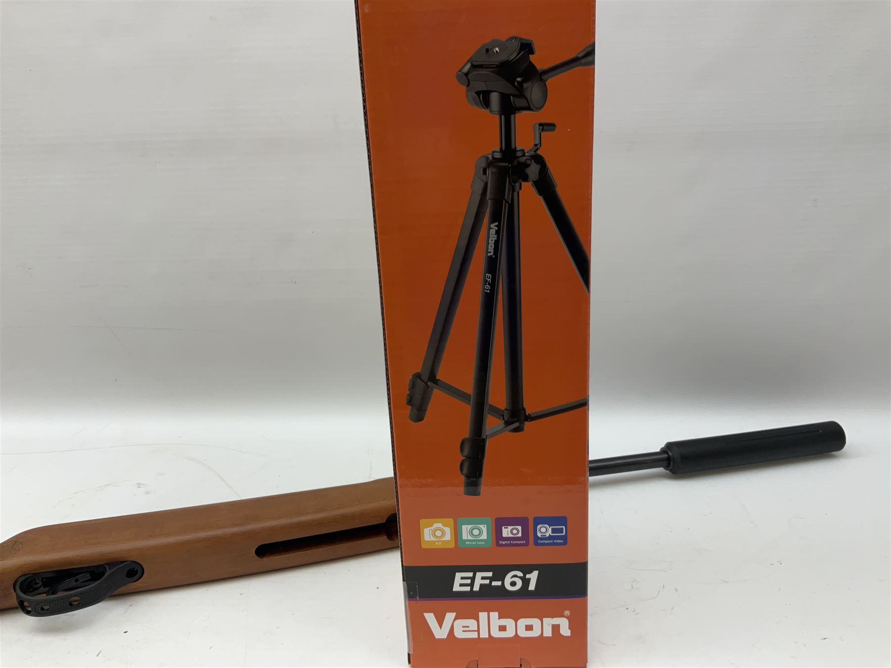 Hatsan .22 break-action air rifle retailed by Edgar brothers with 46cm barrel including fully integrated sound moderator, No.092031501; L113cm overall; in gun sleeve; together with Hawke Vantage 2-7x32 telescopic sight, Bressler Condor 24-72x100 spotting scope with carrying case and Velbon EF-61 tripod; all boxed (4)