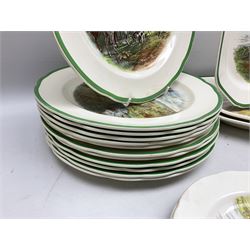 Collection of Copeland Spode hunting scenes dinner wares, after J. F. Herring, to include dinner plates, side plates, graduated serving platters, lidded box etc, together with Spode's Byron breakfast cup and saucer, all with printed marks beneath (29)