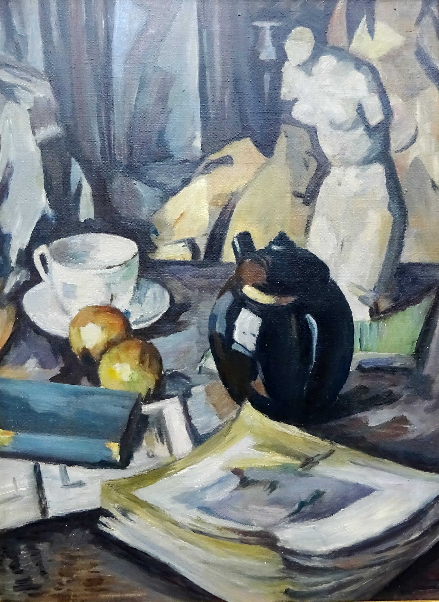 After Samuel John Peploe (Scottish 1871-1935): Still Life with Teapot, oil on canvas unsigned 59cm x 43cm