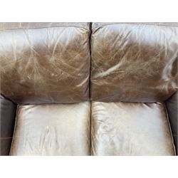 Barker & Stonehouse - Italsofa two seat traditional shape sofa upholstered in brown leather, turned front feet