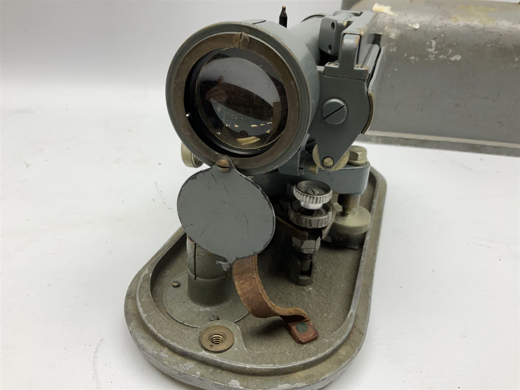 Cooke Troughton & Simms Ltd. York surveyor's level Pat.No. 242468 serial no. SO35312 with grey painted brass body L20cm; in grey metal case with domed lift-off lid; and Carl Zeiss Jena Optical Level NI 025, serial no.487011 with mustard japanned metal body in grey metal case with domed lift-off lid (2)