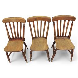 Six 19th century and later elm and beech farmhouse chairs