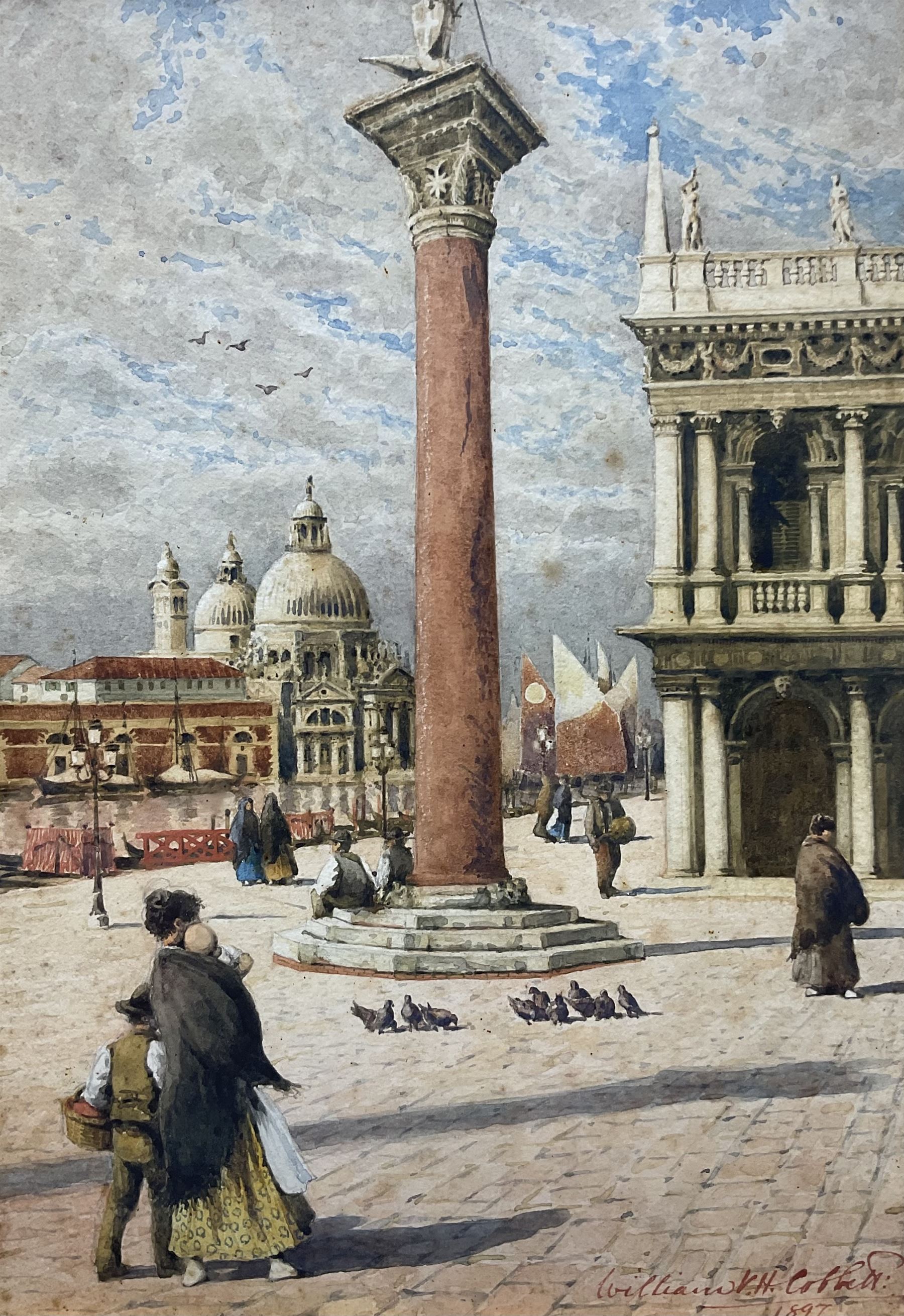 William Vines Holt Cobbett (British 19th/20th century): Outside St Mark's Square - Venice, watercolour signed and dated 1897, 28cm x 19cm