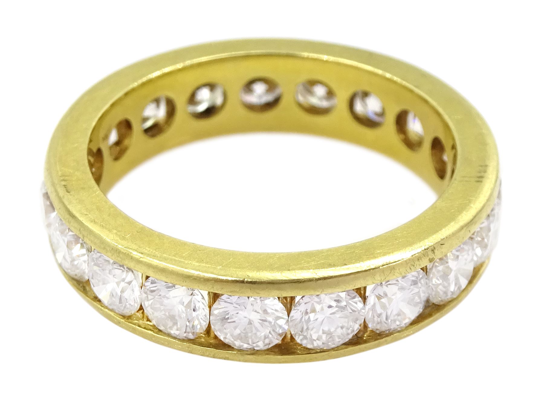 18ct gold round brilliant cut diamond full eternity ring, total diamond weight approx 3.15 carat