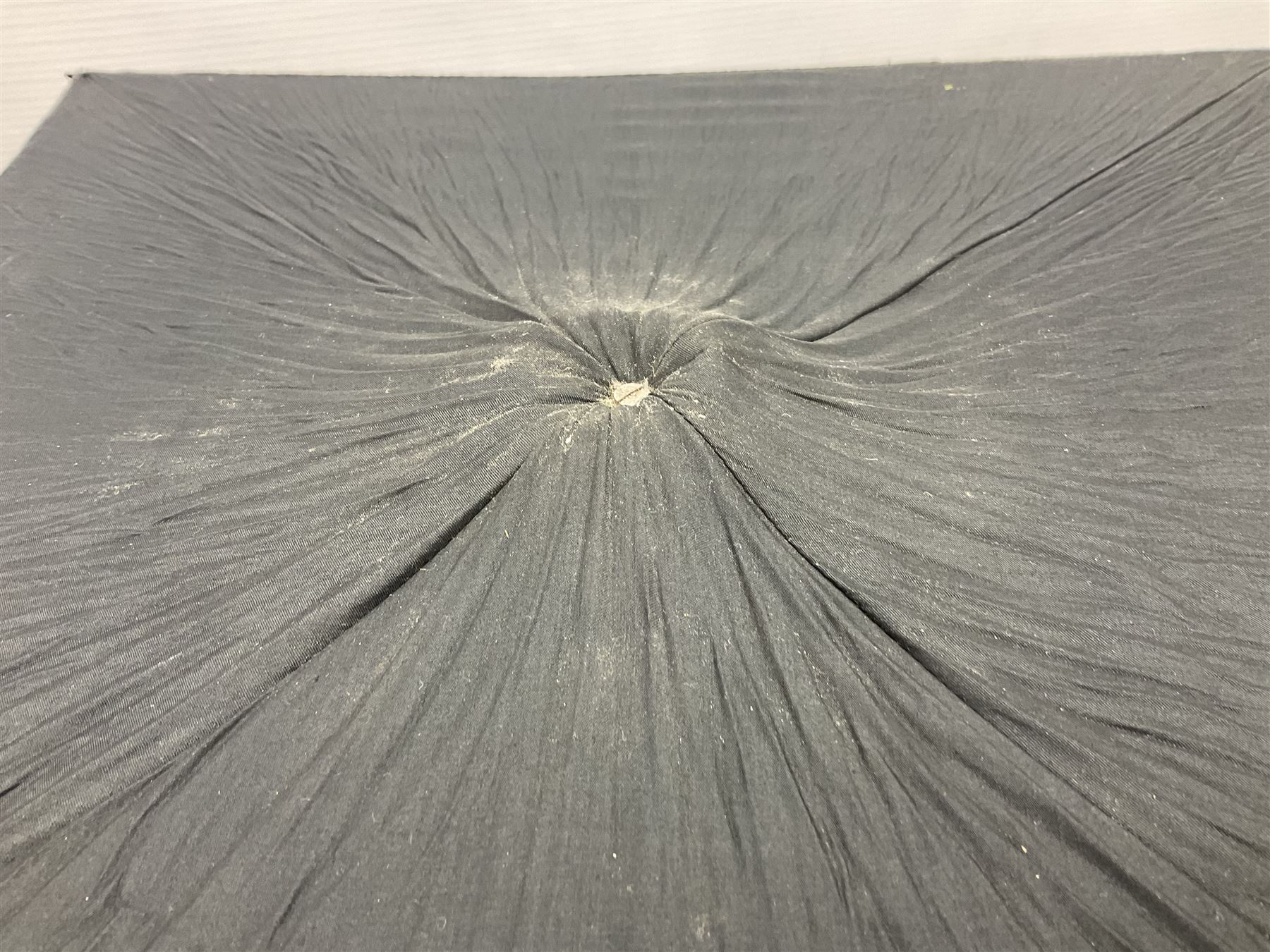 Victorian magician's cane, the mahogany walking stick twisting apart to reveal an internal mechanism, opening to tripod and black silk fold out magician's table, with horn handle and silver mount, hallmarked Birmingham 1891