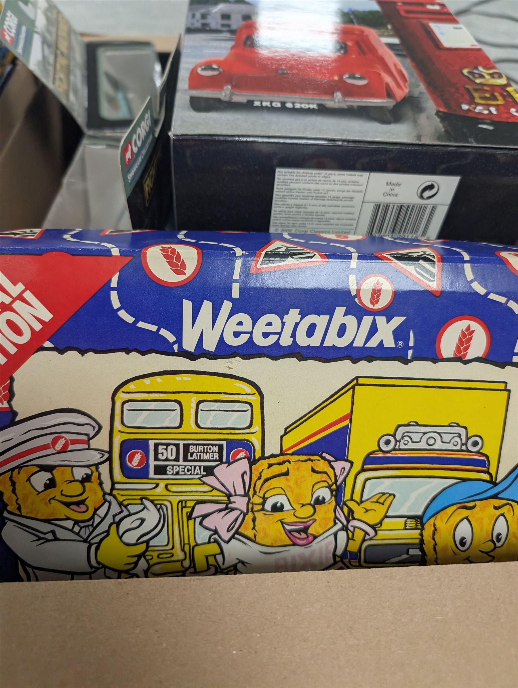 Collection of diecast model vehicles, including Corgi special edition giftsets - Weetabix, Royal Mail and Eddie Stobart, two Vanguards models, six Corgi Noddy vehicles, etc in two boxes