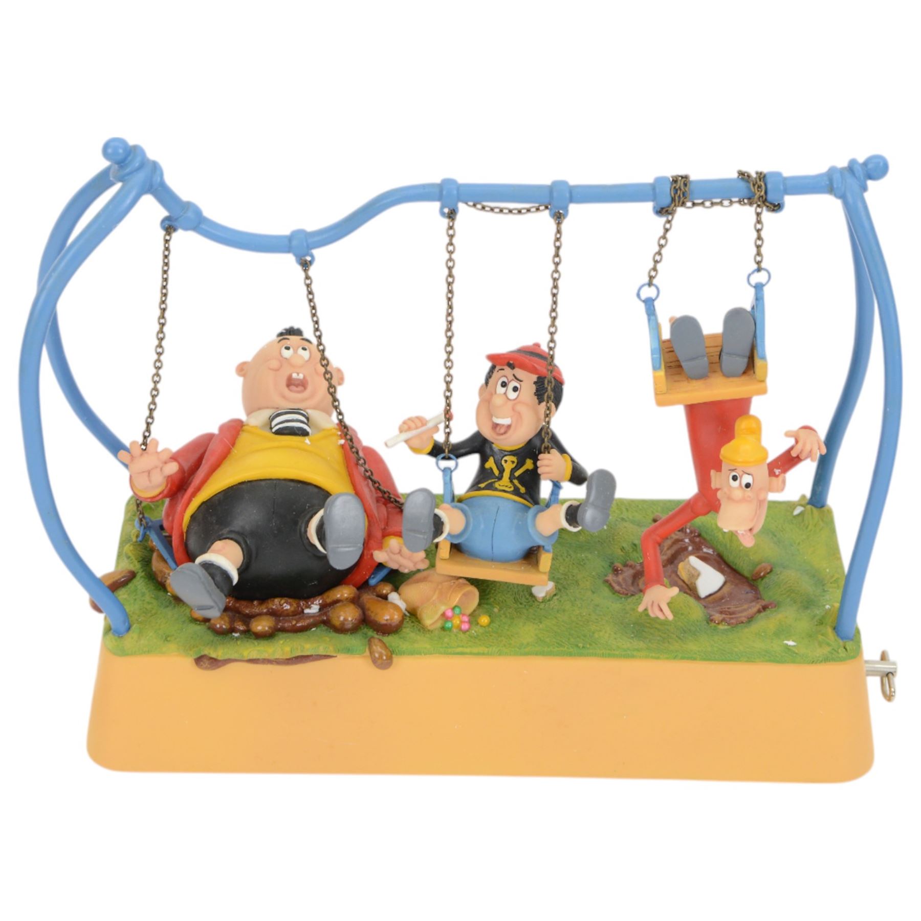 Four Robert Harrop Beano Dandy Collection figures, comprising The Roundabout Rascals BDMB1, The Beano Book Front Cover 1965 BDFC04, The Swining Scoundrels Musical Box BDM2 and Desperate Dan Gone Fishing BDS14, all limited First Edition with original boxes 